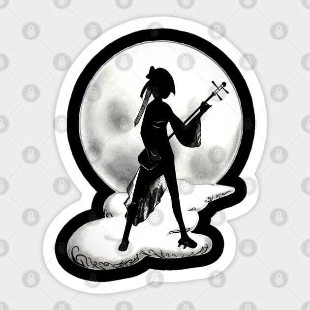 shamisen fullmoon Sticker by visionmaker